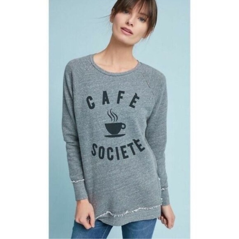 Anthropologie Sol Angeles Cafe Societe Sweatshirt size medium gray